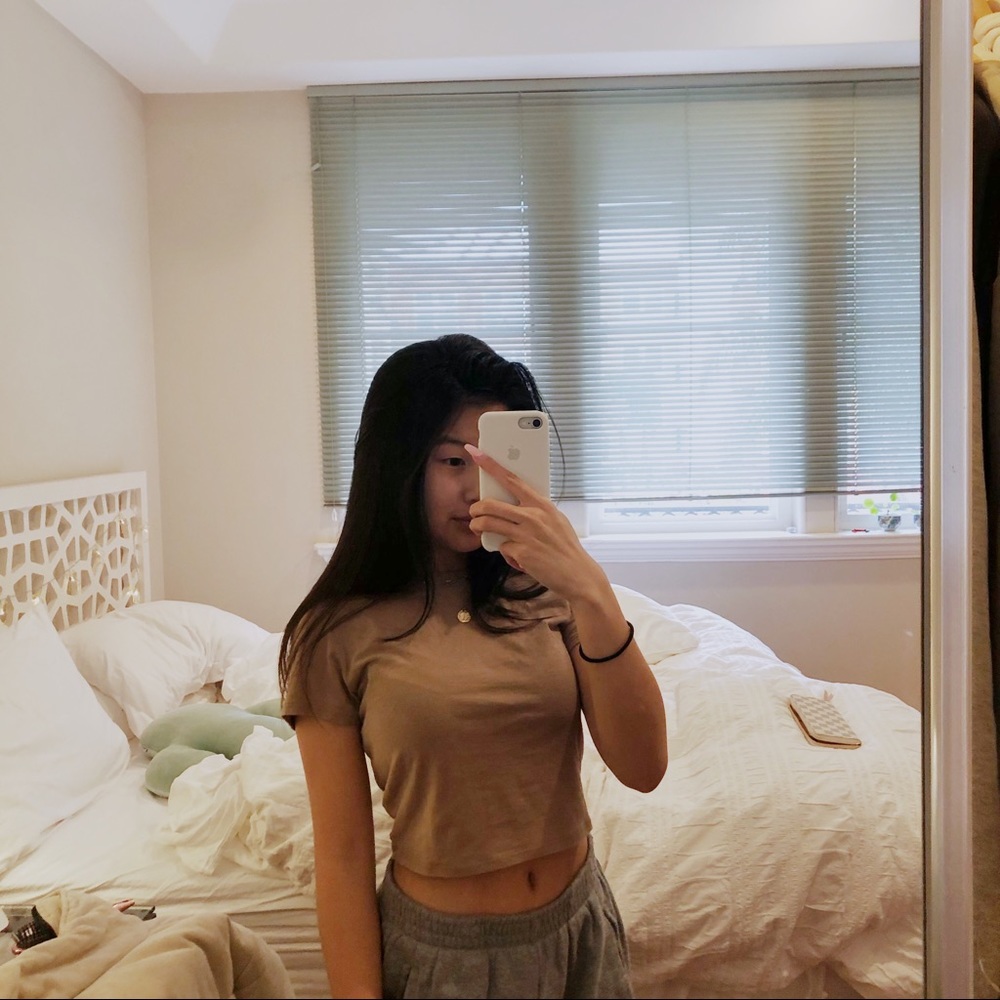 Tan Cropped Tee